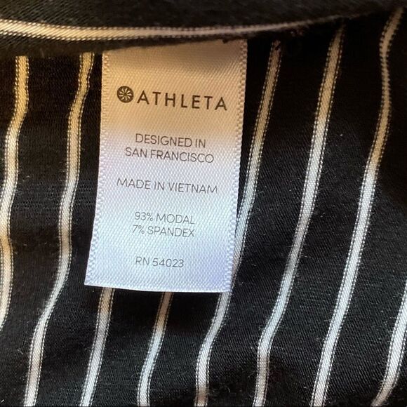 ATHLETA Black and White Stripe La Palma sleeveless Wrap Dress - Picture 9 of 12